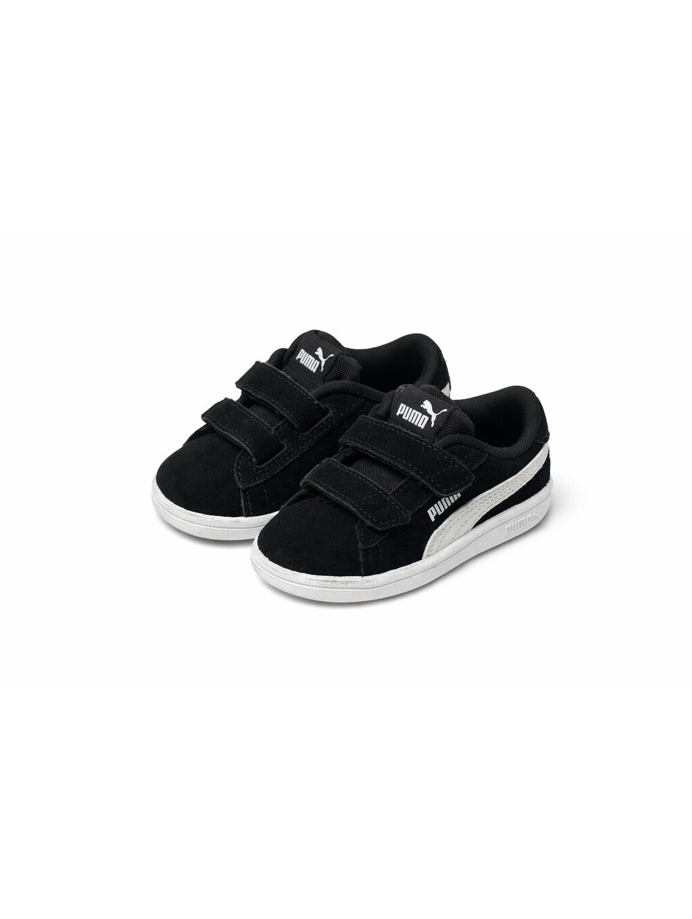 PUMA Unisex Kids Black Suede Hook & Loop Low Top Sneakers Athletic Shoes